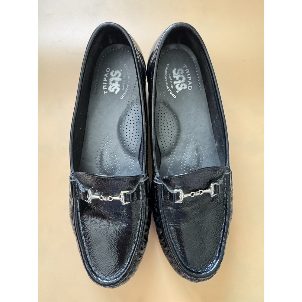 SAS Womens 8.5 Metro Black Leather Slip-On Horsebit Moc Loafers Comfort Shoe